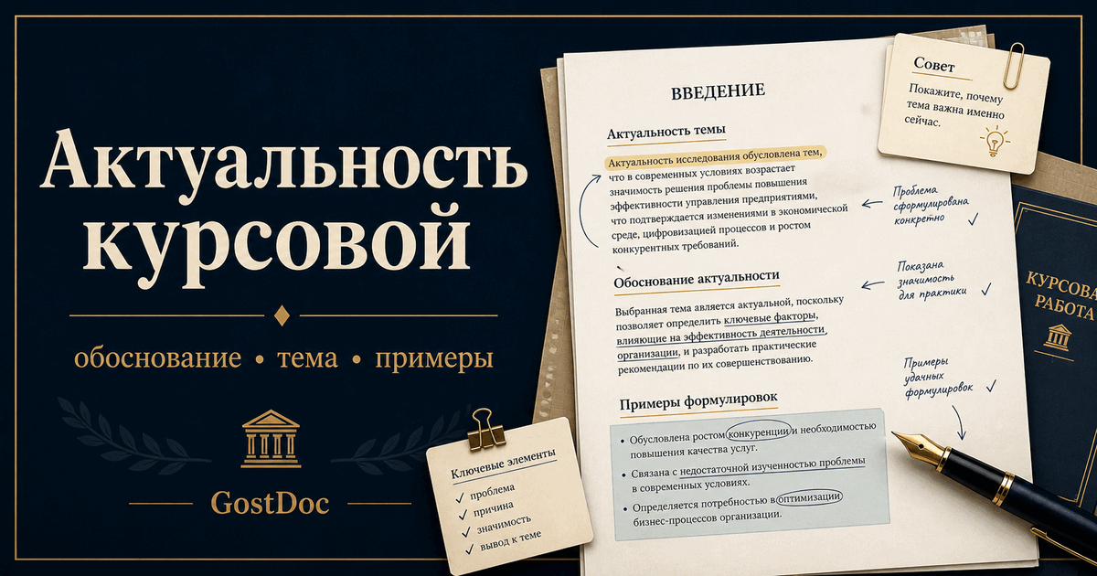 Актуальность курсовой работы: что писать и 10 примеров