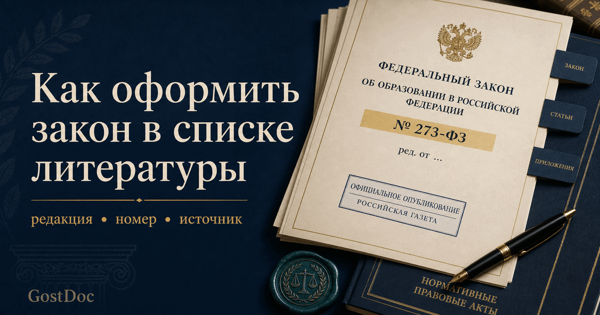 Как оформить закон и нормативный акт в списке литературы: редакция, номер, источник и URL