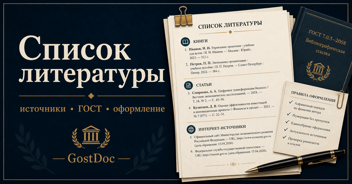 Библиографическое описание по ГОСТ 7.0.100-2018: примеры для списка литературы