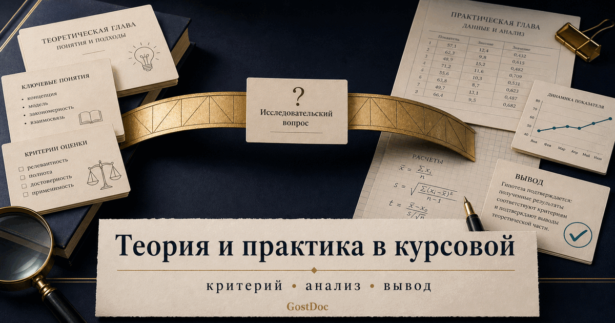 Теоретическая и практическая части курсовой: как связать главы